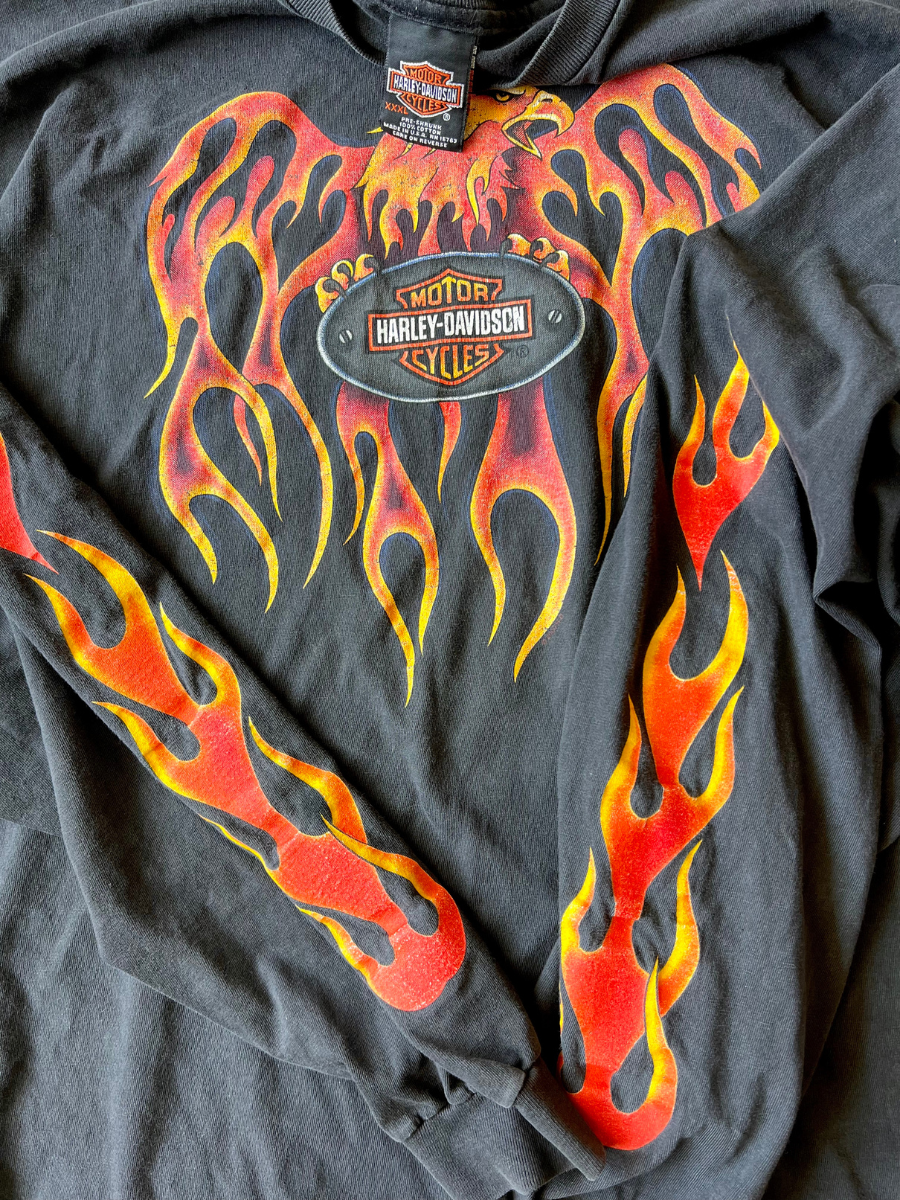 1990s Harley Davidsons Long Sleeve Flames Shirt