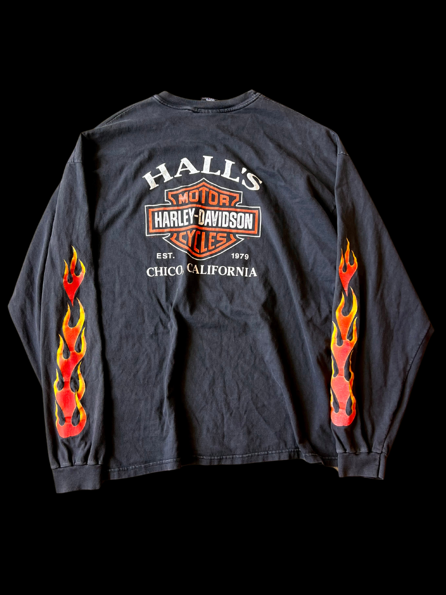 1990s Harley Davidsons Long Sleeve Flames Shirt